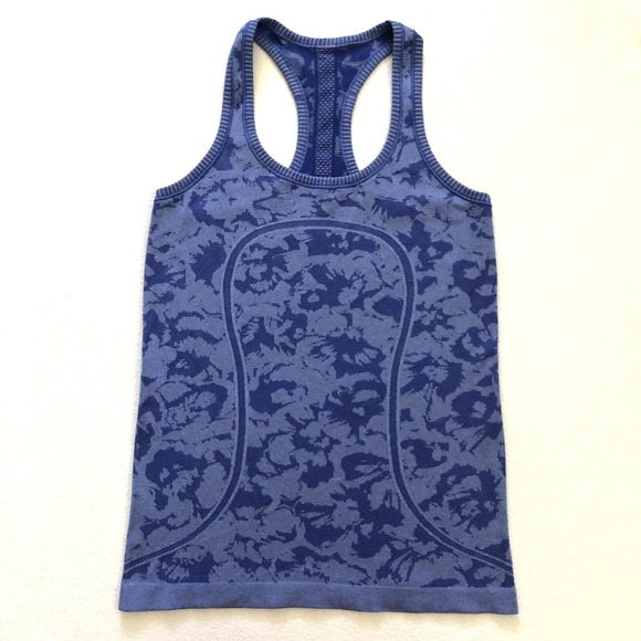 lululemon athletica Tops - Lululemon Women Heathered Sapphire Blue Print Swiftly Tech Racerback Tank Top 6